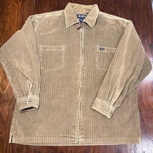 JAB VTG 90s Wide-Wale Zip-up Corduroy Shacket Olive Color Size L 100% Cotton